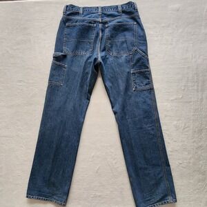 Carpenter Jeans Mens 35W  33L Blue Denim Utility Workwear Straight Leg Cargo